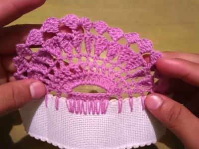 Puntilla #14 orilla flor de gusano en medio abanico fácil y rápido a crochet