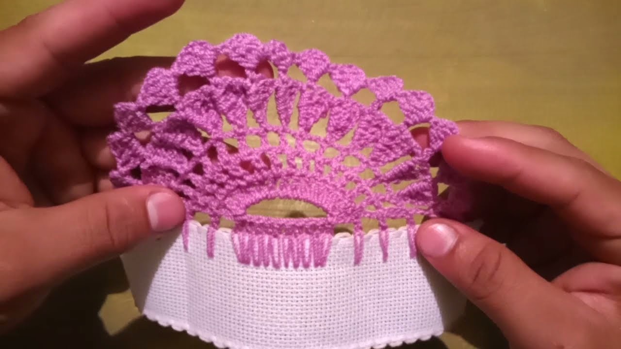 Puntilla #14 orilla flor de gusano en medio abanico fácil y rápido a crochet