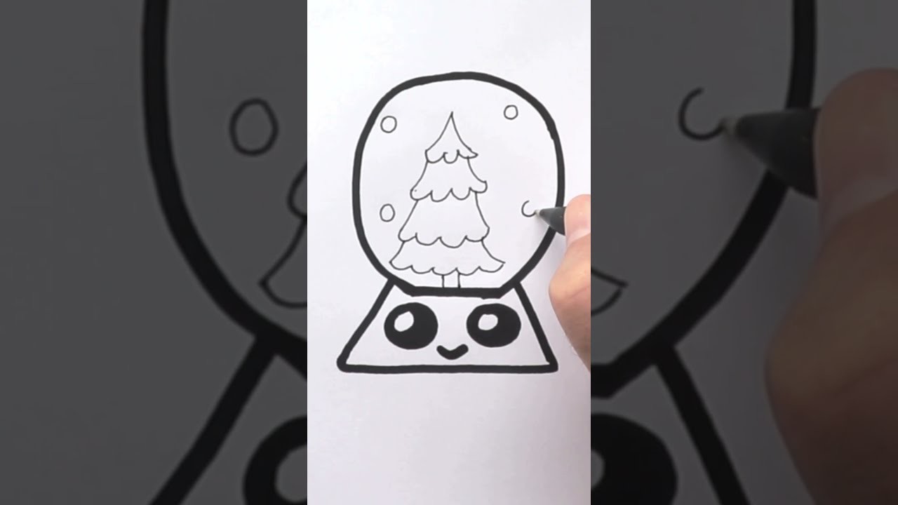 Dibujo de Navidad: Cómo dibujar una bola de cristal navideña kawaii | Dibujos Rápidos #shorts