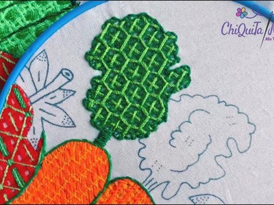 Bordado Fantasía Hoja de Zanahoria 2. Hand Embroidery Carrot Leaf with Fantasy Stitch