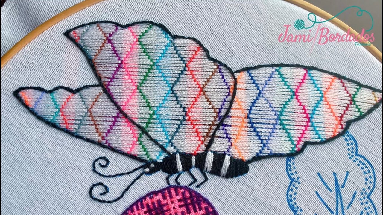 179. Bordado Fantasía Mariposa 4. Hand Embroidery Butterfly. Fantasy Stitch