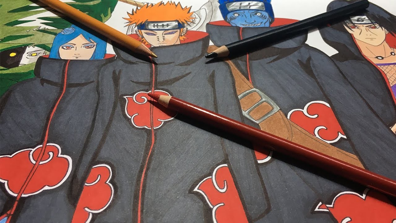 Como dibujar Akatsuki de forma rápida y facil. How to draw Akatsuki easy and fast way.