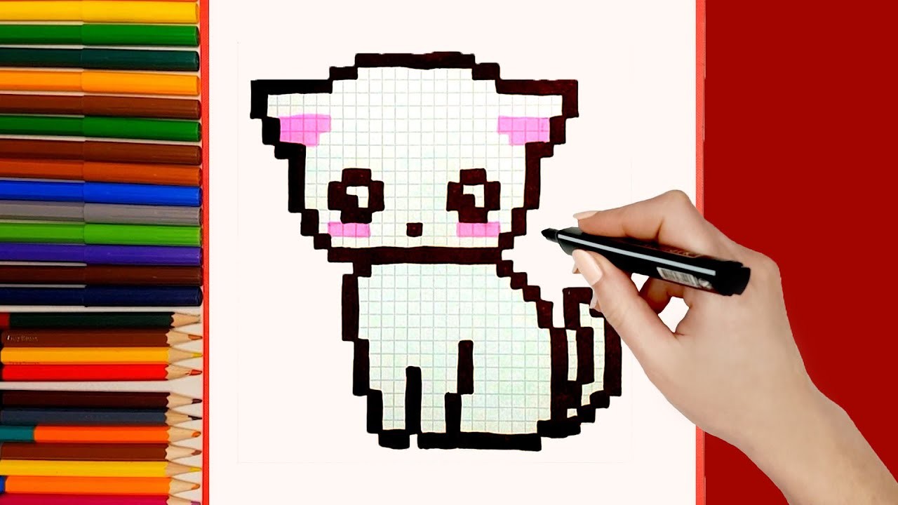 Cómo dibujar un Gato por celdas ???? Pixel Art