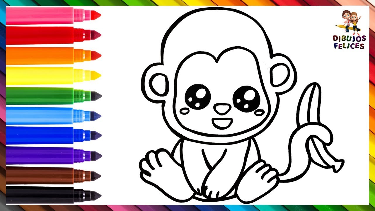 Cómo Dibujar Un Mono ???????? Dibuja y Colorea Un Lindo Mono Arcoiris ???????? Dibujos Para Niños