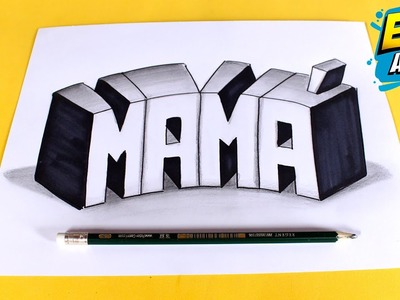 ⭐ DIBUJOS 3D  ???? Como DIBUJAR letras de Mamá en 3D - Dibujos para mamas - Carta Tarjetas 3D para mama