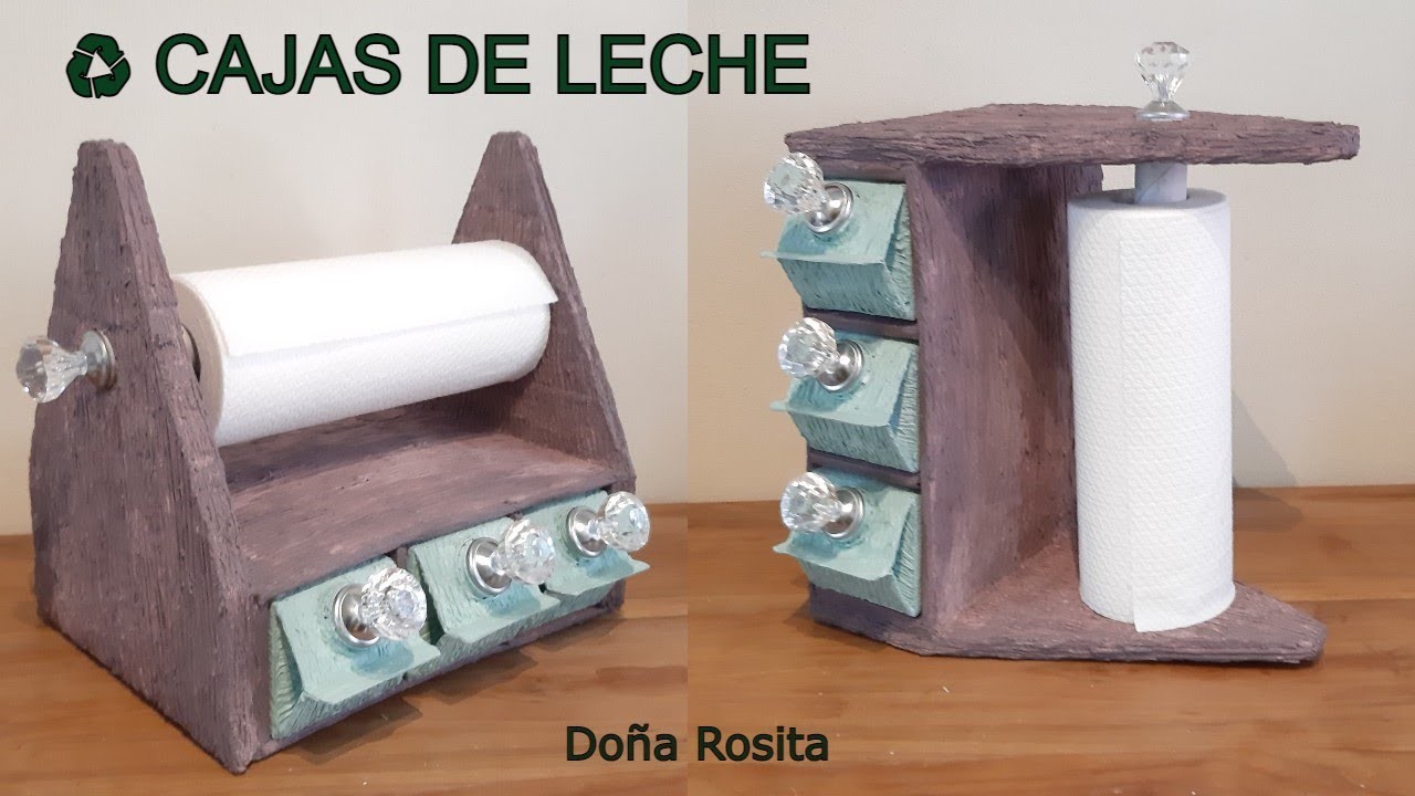Porta papel de cocina una bella IDEA para adornar tu cocina ♻ hecho con CAJAS DE LECHE Y CARTON ♻