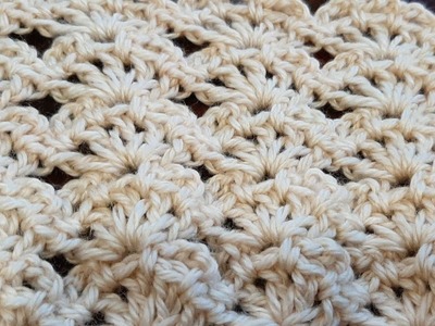 Aprender a leer y tejer patrones a crochet. Tramado recto con abanicos calados.