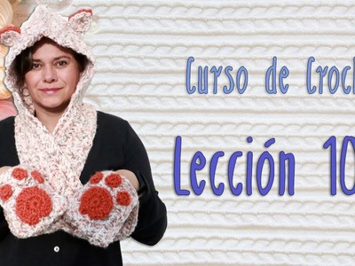 Curso de Crochet paso a paso lección 10 - 2 Bufanda con capucha de gato