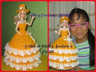 Vestido y Sombrero De Fiesta Tejido a Crochet.