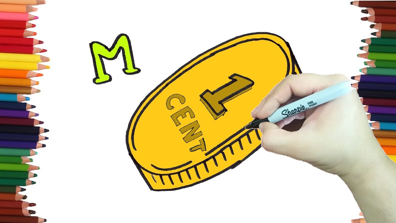 Como Dibujar una MONEDA - Dibujos con la letra M paso a paso y muy Fácil