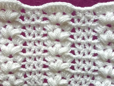 Crochet :Puntos Combinados Muestra #25(Tutorial) Punto Jazmín-Para Aplicar en Chalecos,Blusas y más.