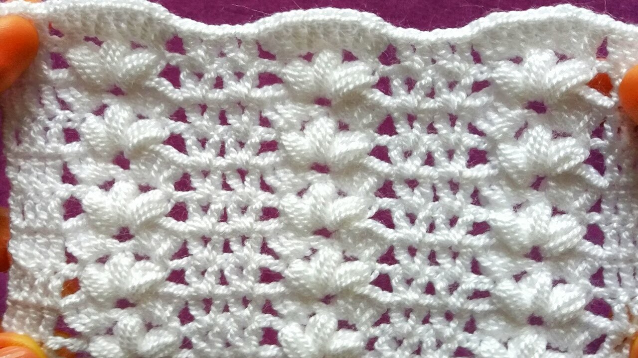 Crochet :Puntos Combinados Muestra #25(Tutorial) Punto Jazmín-Para Aplicar en Chalecos,Blusas y más.