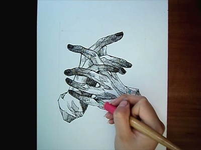 Como dibujar manos entrelazadas [Realista] [Paso a paso] [Tinta china]