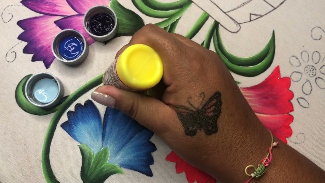 Como pintar hoja y clavel # 3