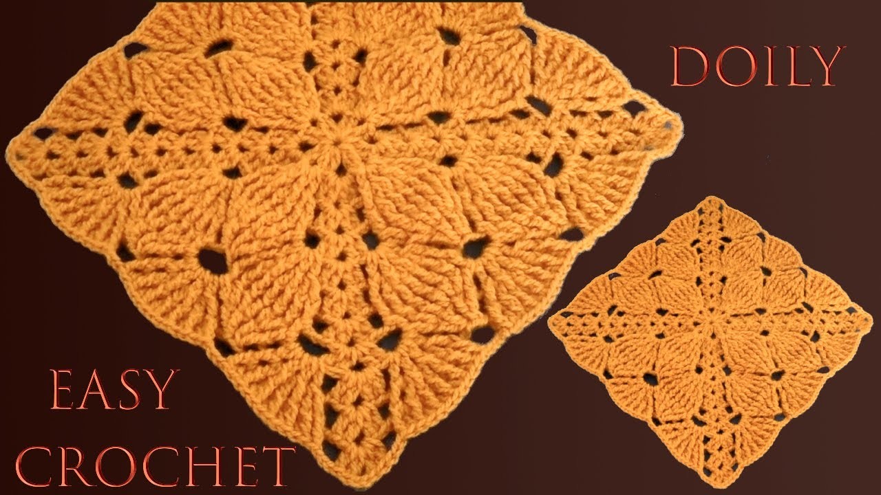 Cuadro o cuadrado a Crochet de hojas para  manta centro de mesa mantel