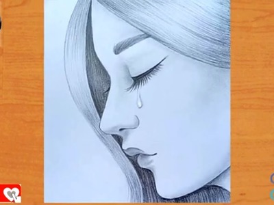 Cómo dibujar una mujer triste llorando - paso a paso - Dibujo a lápiz. 