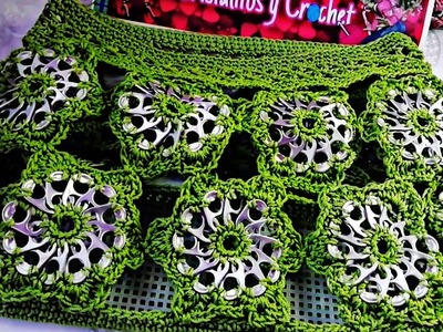 Bolso a #Crochet tejido con FLORES de 12 FICHAS