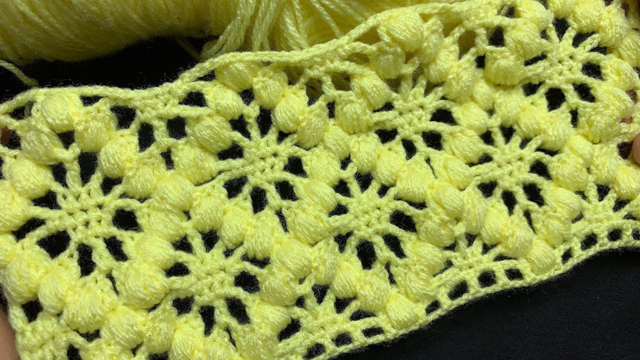 Combinación de puntos puff y el punto arañita tejido a crochet paso a paso