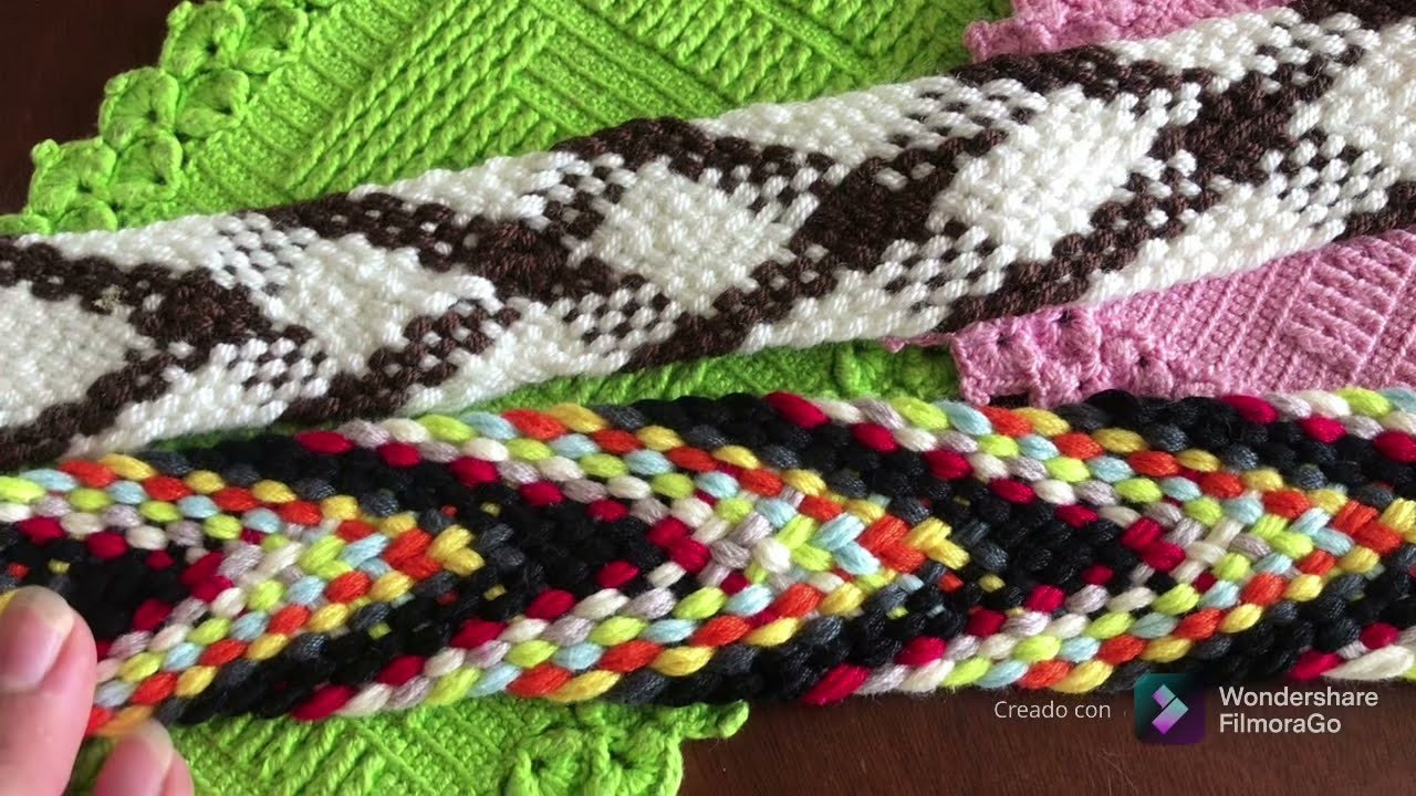 Gasa arhuaca pasó a paso con hilos de colores en algodón