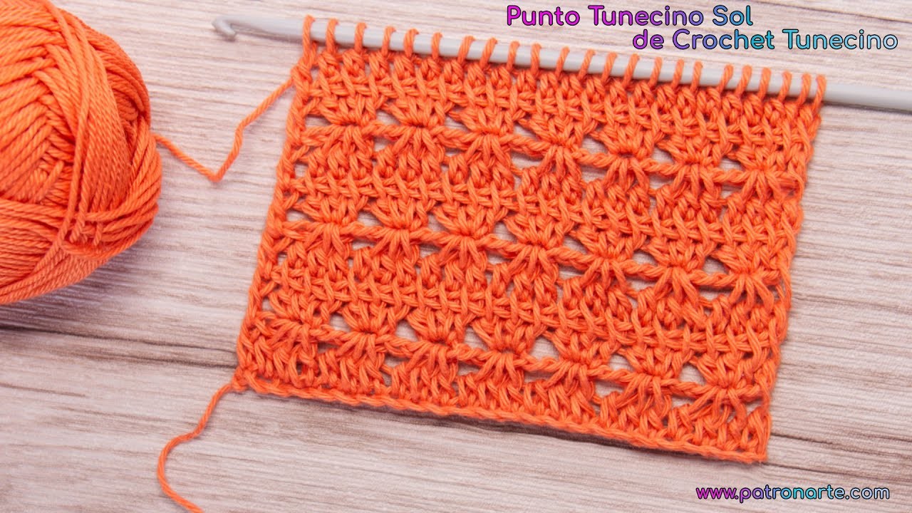 Cómo Tejer el Punto Tunecino Sol de Crochet Tunecino Tutorial Paso a Paso