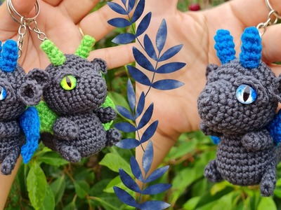 Llavero Dragón a crochet | Cuerpo completo | Amigurumi dragon keychain | Aprende a tejer