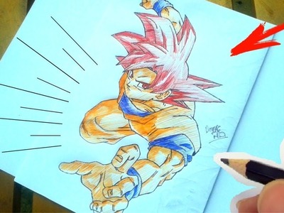 Cómo dibujar el Goku, super sayajin dios, dragonball super. EN TIEMPO REAL COMPLETO !! ✅✅????