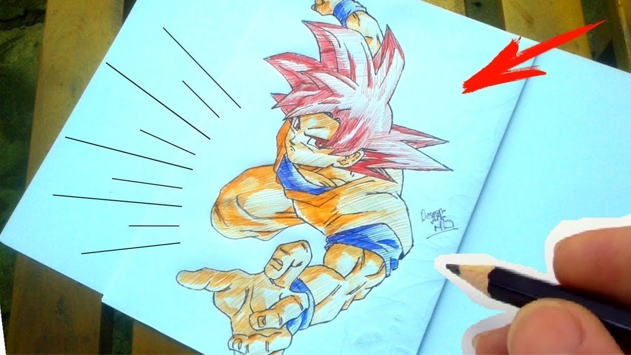 Cómo dibujar el Goku, super sayajin dios, dragonball super. EN TIEMPO REAL COMPLETO !! ✅✅????