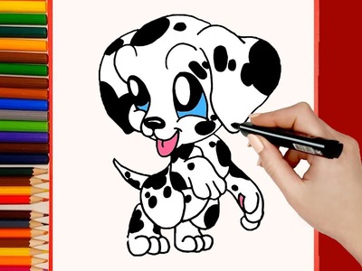 Como Dibujar un Perro Dalmata Paso a Paso. Dibujos Kawaii De Animales