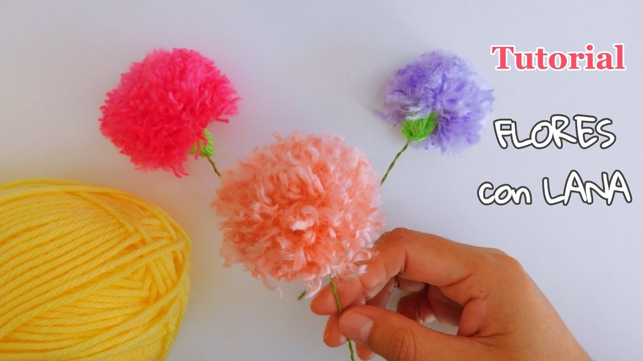 Como hacer Flores de lana con peine. Fácil explicado paso a paso. Easy Flower Embroidery