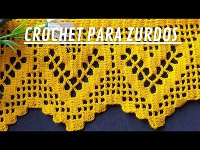 ❤️ Crochet para Zurdos Como tejer una Hermosa Puntilla de Corazones Paso a Paso.