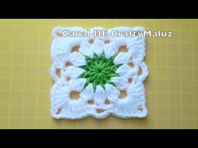CROCHET TUTORIAL Granny square con flor a crochet Cómo hacer un cuadro tejido pasa a paso