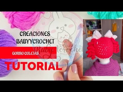 Gorro con coletas en todas las tallas tejido a crochet.