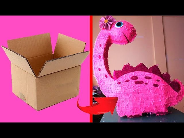 Como hacer una piñata dinosaurio para niña de cartón