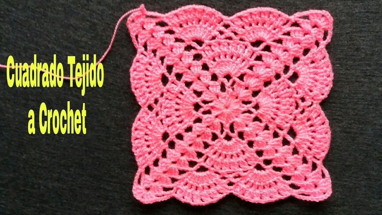 Cuadrado Tejido a Crochet En Puntos Abanicos(Tutorial)Square Crochet _Para Tapete,Cojín,Mantas y Más