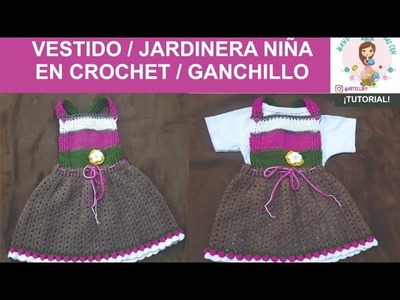 Vestido,Jardinera, overol o braga para niña de 2 años en crochet o ganchillo