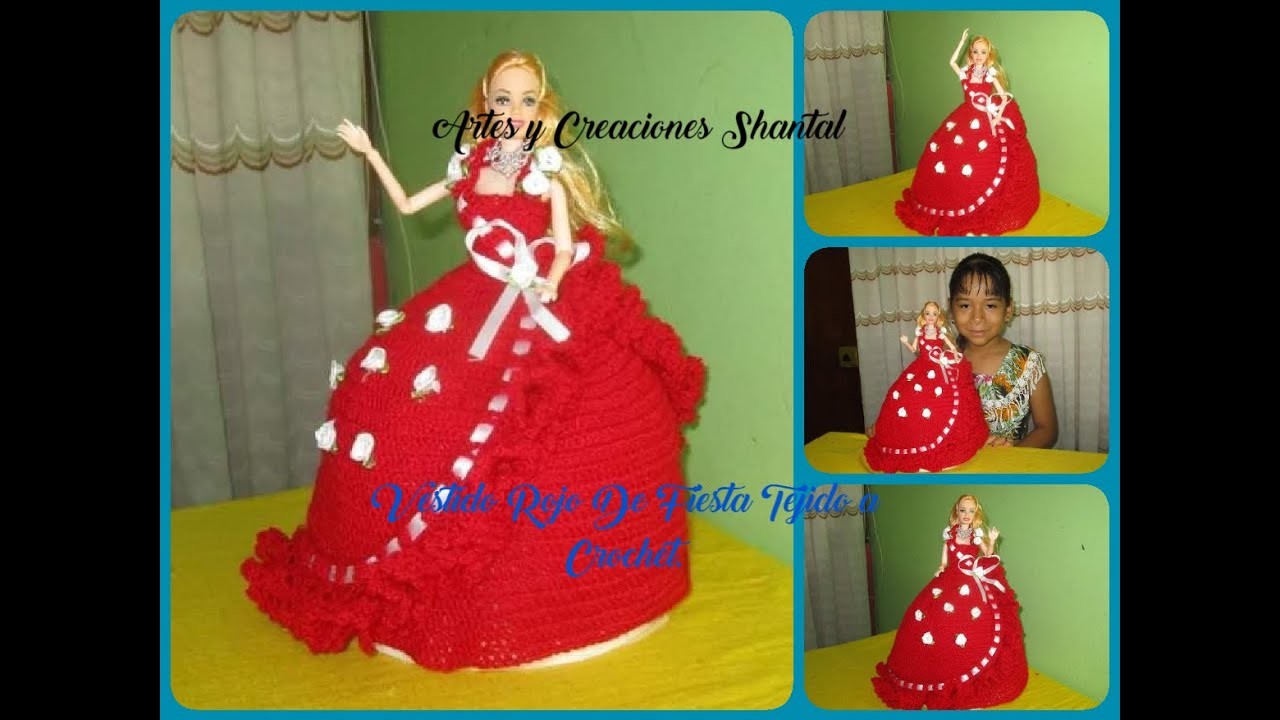 Vestido Rojo De Fiesta a Crochet.