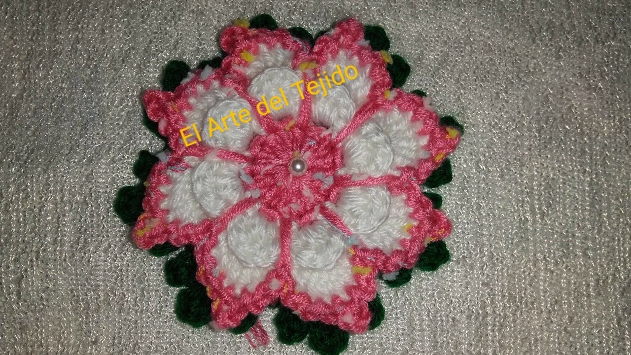 Flor de Primavera tejida a crochet.tutorial