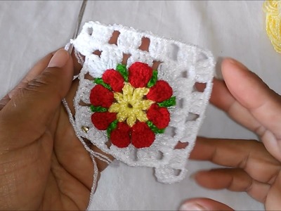 Granny cubre camas Fácil con Flores de Colores 3D a CROCHET