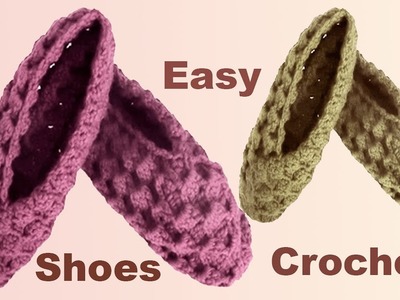 Zapatos Fáciles tejidos con un cuadrado a crochet