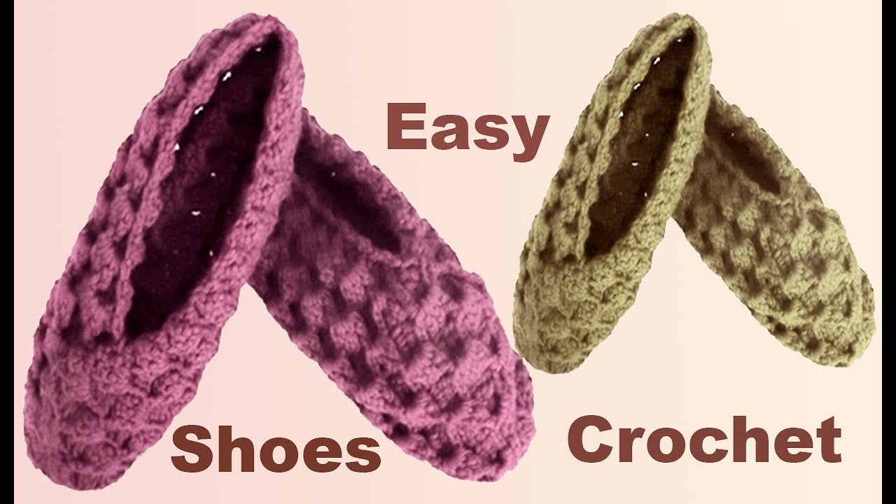 Zapatos Fáciles tejidos con un cuadrado a crochet