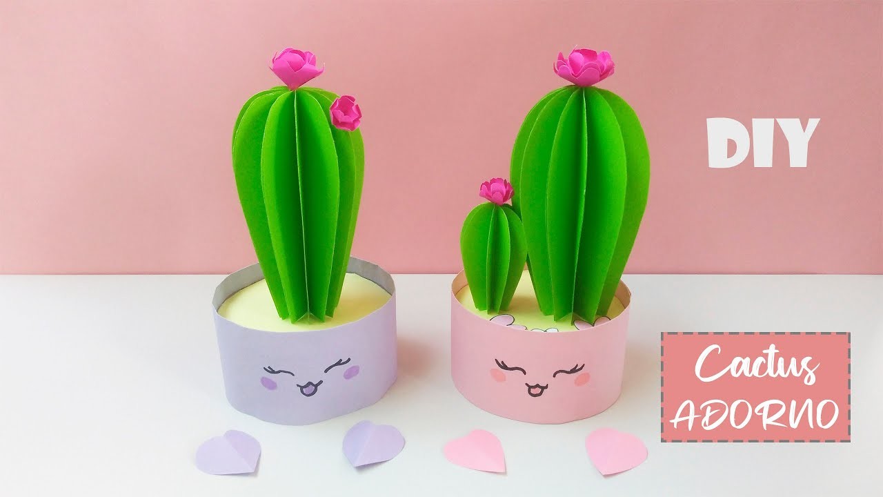 DIY ???? - CACTUS para decorar. Cactus de Papel. Paper Cactus. Lindo Adorno. Fácil ????