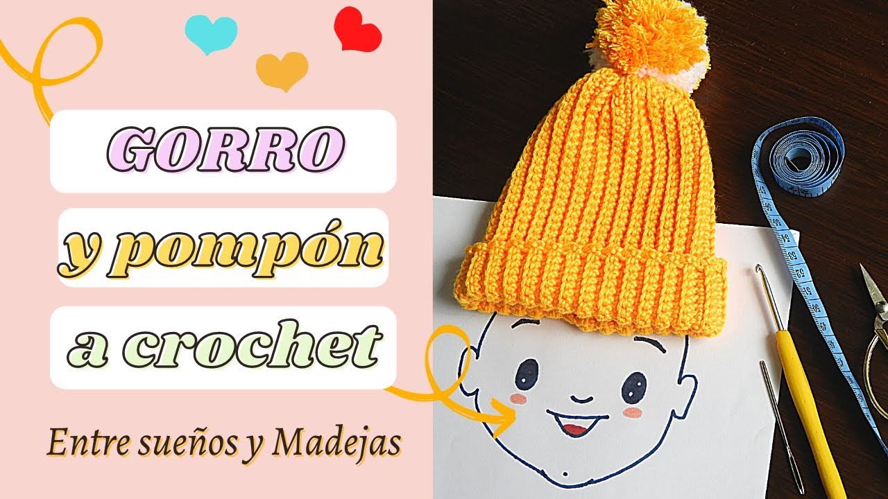 GORRITO CON POMPÓN A CROCHET: paso a paso