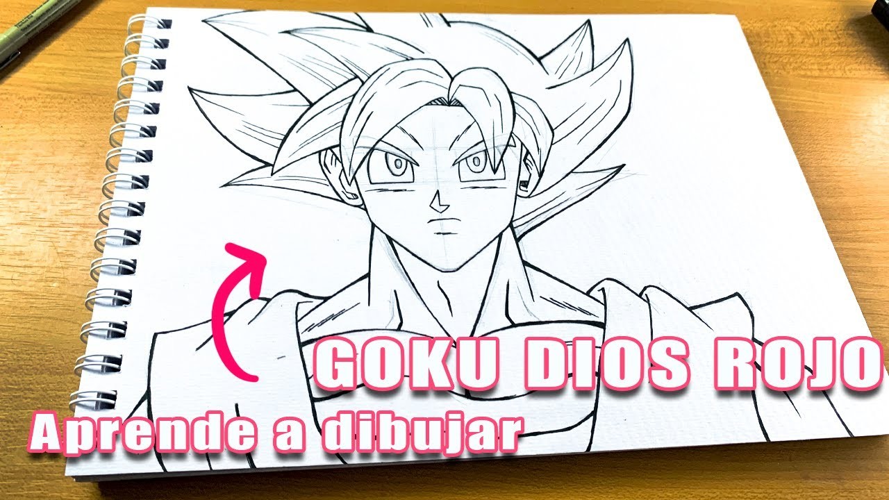 Como dibujar a Goku SSJ Dios Rojo paso a paso [100% Fácil]