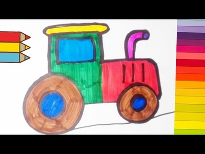 Como dibujar un tractor fácil paso a paso.How to draw a tractor.videos para niños.