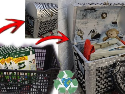 DIY BAÚL DE CARTÓN ideas de cajas de plástico paso a paso Decoración del hogar. Reciclaje Creativo