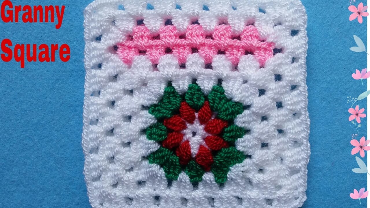 Cómo Tejer GRANNY SQUARE Con Flor a Crochet(Tutorial)