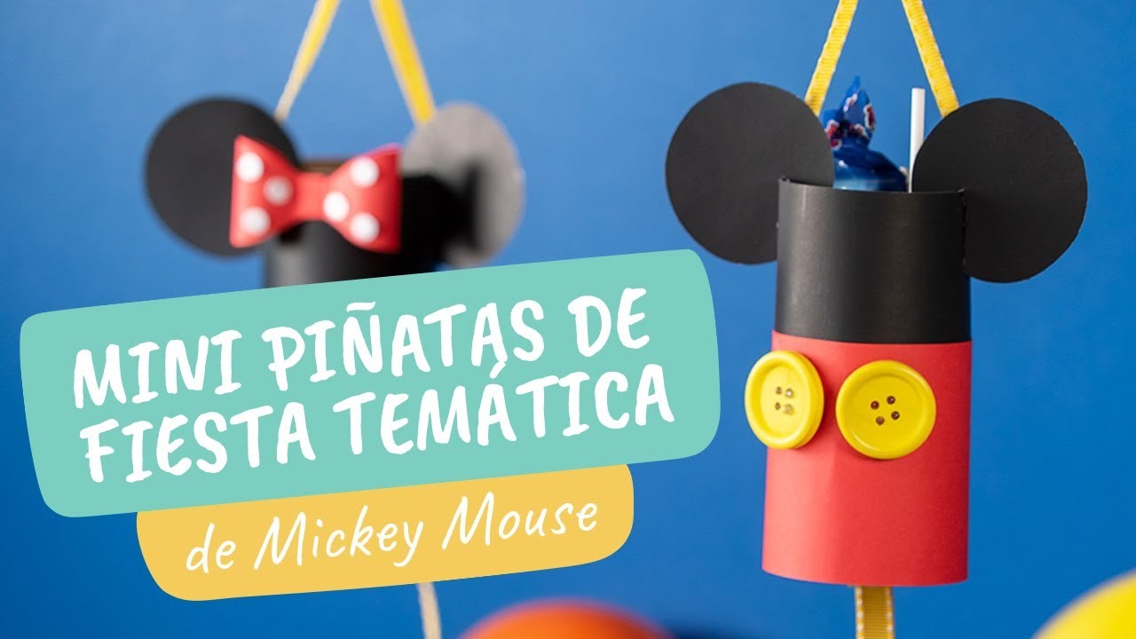 Mini piñatas de Mickey Mouse con rollos de cartón