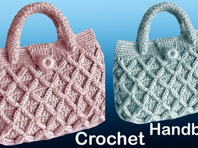 Bolso fácil a Crochet punto 3D rombos en relieve tejido con ganchillo