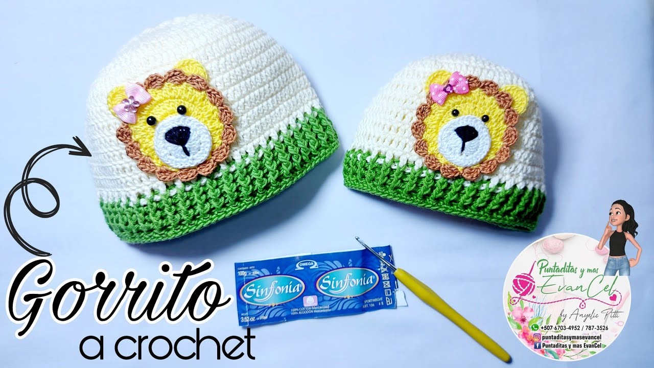 Como hacer un gorrito para bebe a crochet 0-3 meses????leoncit@ #puntaditasymasevancel #crochet #facil