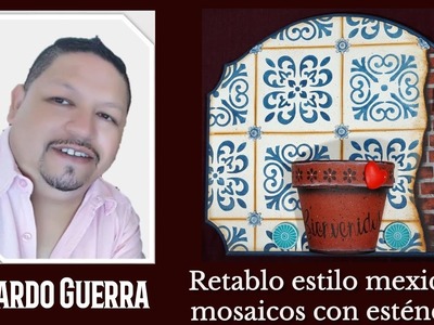 Pinta mosaicos con esténcil y da un acabado de talavera estilo mexicano. DIY, manualidades, Ideas.